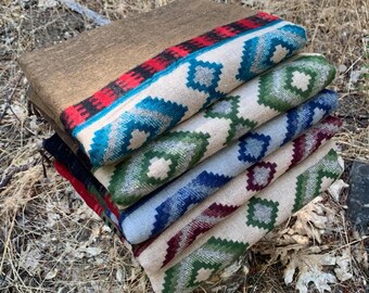 Himalaya Yak Wool Blanket Shawl  - Modern Tribal Design - Handmade in Kathmandu Valley Nepal - Beautiful Colorful Pattern