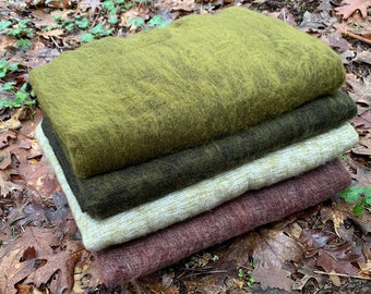 XL Himalayan Yak Wool Blanket 4x8 ft - Soft Warm Lightweight Handmade in Kathmandu Valley Nepal Himalayas - Green Burgundy Earth Tones