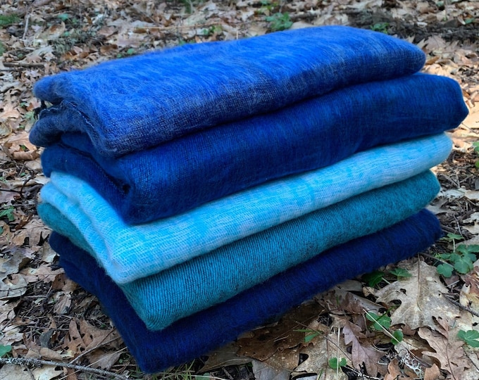 XL Himalayan Yak Wool Blue Blanket 4x8 Ft Soft Warm Lightweight