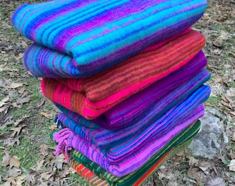 Manta de lana de yak tibetana suave y colorida, chal, manta, hecha a mano en el Himalaya, suave, cálida y ligera, manta de lana colorida.