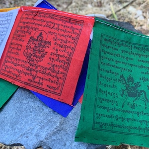 Mini Prayer Flags Plus 1 Free, Handmade Tibetan Prayer Flags from Kathmandu Nepal Boudha Stupa, Home Decorations, Garden Flags