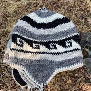 Children’s Size Wool Winter Hat, Ear flaps, Polar Fleece Lined Hat, Multicolor, Himalayan Handmade Winter Sherpa Hat from Kathmandu Nepal