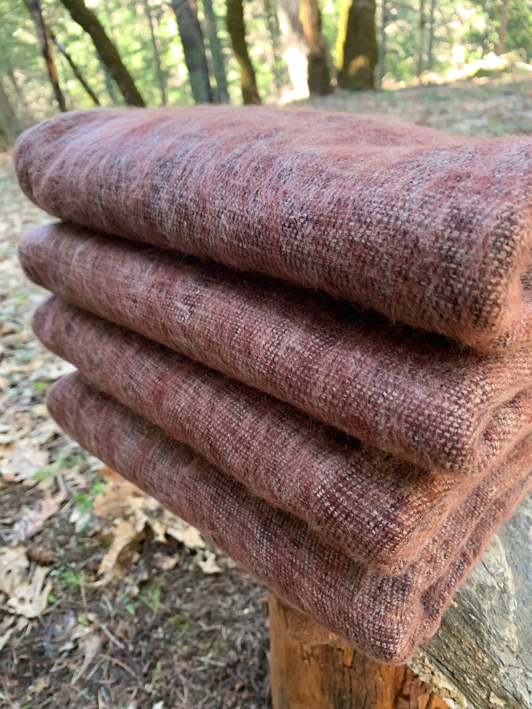 Himalayan Yak Wool Blanket - Soft and Warm - Handmade in Kathmandu Valley Nepal - Burgundy,Brown - Small and Large Size