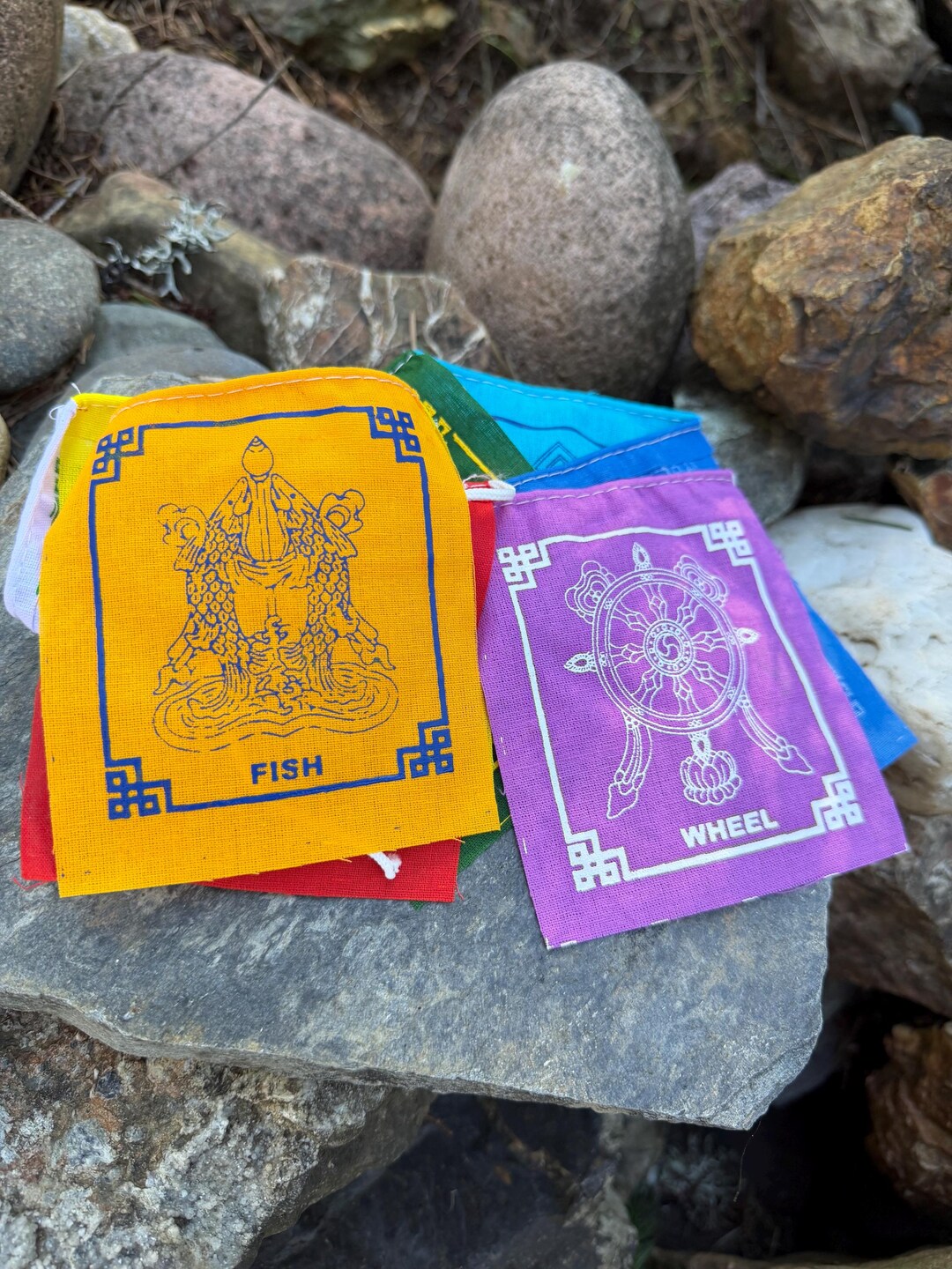 Jacob Rokas Flag Plus Eight Auspicious Symbols Prayer Flags Plus 1 Set of Mini Flags FREE ...
