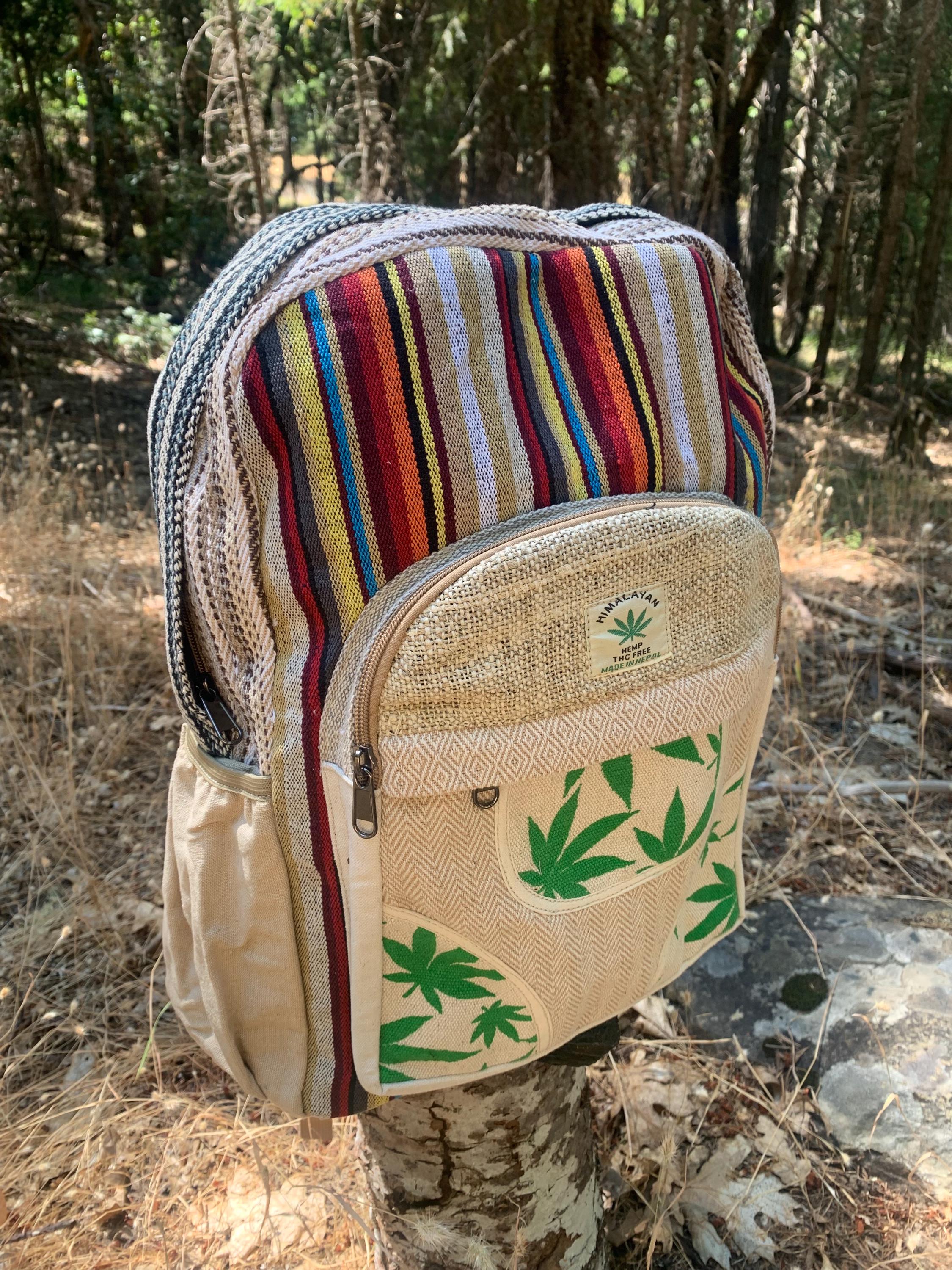 Large Hemp Backpack + FREE Wallet | Handmade Nepal Hemp 