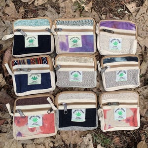 Hanf Geldbörse, Geldbörse - Handgefertigt aus dem Nepal Himalaya, einzigartiges Design, 2 Taschen, kleine Reisetasche, nachhaltiges, umweltfreundliches Geschenk