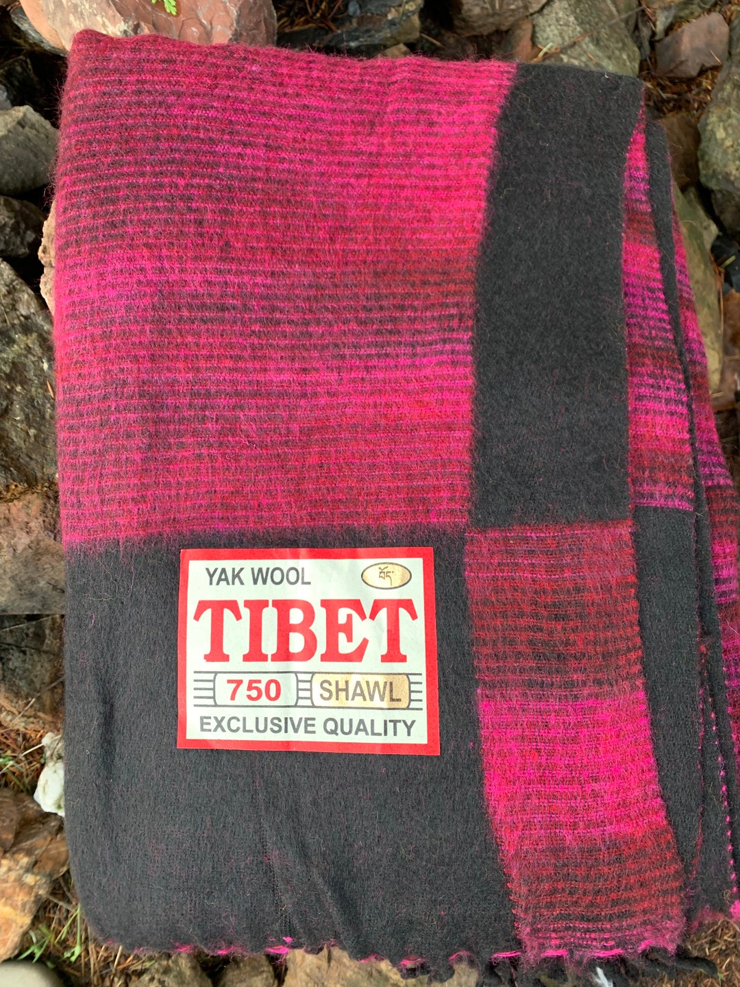 Himalayan Tibetan Yak Wool Blanket Shawl XL 4x8 Black Heavy and Extra Soft Handmade From