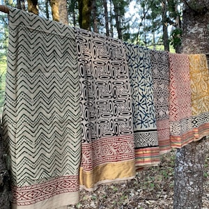 Hand Block Printed Cotton Sarong, Beach Wrap Pareo, Long Scarf, Large Sarong, Cover up, Boho Style Travel Sarong