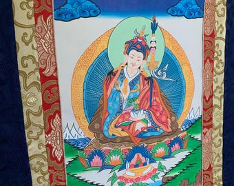 インド　チベット　ネパール経典　❷サンスクリット　両面額装 チベット仏教の祈祷旗 綿製-手工芸品 ネパール-ネパルマショップ