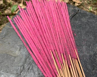 Pushkar Natural Rose Incense Sticks, 20 grams, Handmade High Quality Temple Grade Incense from Rajasthan India