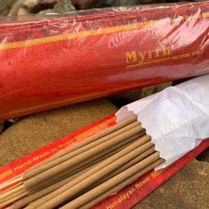 Himalayan Myrrh Incense Sticks, All Natural Handmade in Kathmandu Valley Nepal, Artisan Quality - Small Family Business