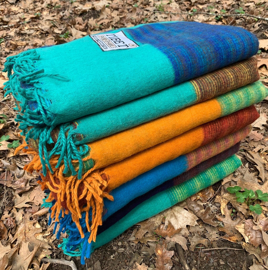 Handmade Tibetan Yak Wool Blanket Shawl Throw From the Himalayas XL 4x8