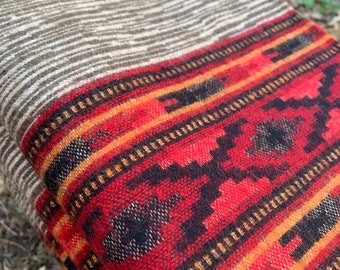 Himalaya Yak Wool Blanket Shawl Throw, Modern Tribal Design, Handmade in Kathmandu Valley Nepal - Beautiful Colorful Pattern, Manali Blanket