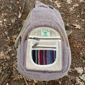 Handmade Hemp Sling Bag, Messenger Bag, Shoulder Bag from the Nepal Himalayas, Unique Design, Organic, Vegan materials, eco-friendly gift