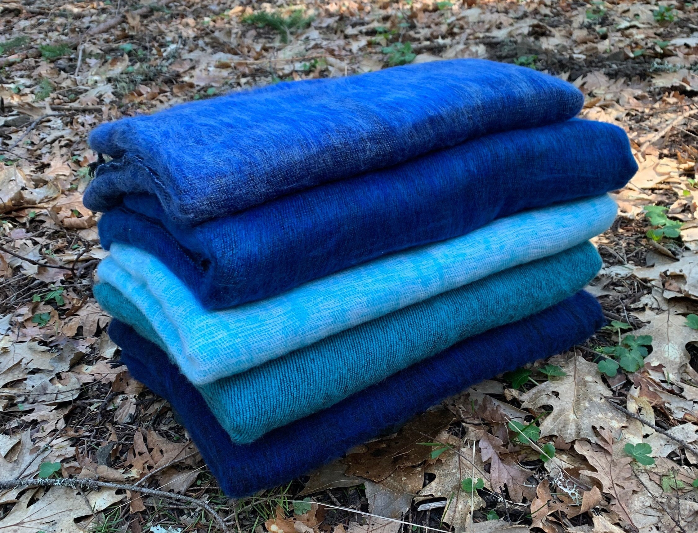 手編み　BOHO blanket ソーダブルー 手編み BOHO blanket ソーダブルー