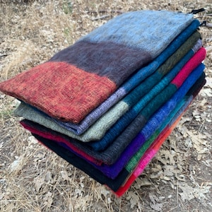 Himalaya Yak Wool Blanket Shawl, Soft Warm Light Throw, High Quality Handmade Blanket from Nepal, Stripe Wool Blanket, Travel Blanket Shawl