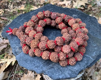 108 Beads Himalaya Rudraksha Shiva Japa Mala XL Size - Handmade in Kathmandu, Boudha, Nepal
