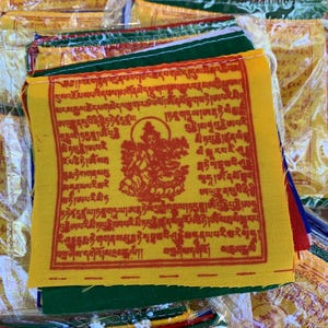 Green Tara Prayer Flags from Kathmandu Nepal, Boudhanath Stupa, 4 inch Outdoor Quality