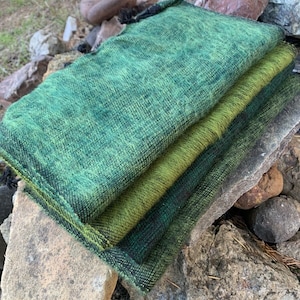 Himalaya Yak Wool Travel Scarf - Shades of Green Collection Spring 2024 - Handknit in Kathmandu Valley Nepal