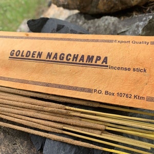 Golden Nag Champa Incense Sticks + Free Pack - The original Himalayan Golden Nag Champa - All Natural and Handmade in Kathmandu Nepal