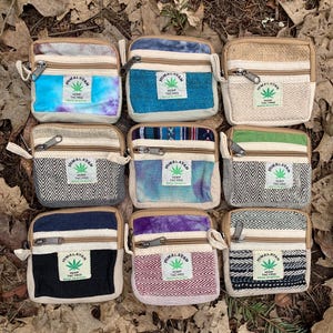 Hanf Geldbörse, Geldbörse - Handgefertigt aus dem Nepal Himalaya, einzigartiges Design, 2 Taschen, kleine Reisetasche, nachhaltiges, umweltfreundliches Geschenk