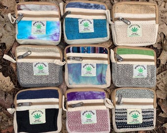 Hennepportemonnee, portemonnee - handgemaakt uit de Himalaya van Nepal, uniek ontwerp, 2 vakken, kleine reisportemonnee, duurzaam milieuvriendelijk cadeau
