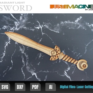 Radiant Light Sword Digital Stencil Template SVG DXF Vector Files Acrylic Cutting Laser Instant Download