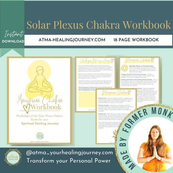 Solar Plexus Chakra Workbook | Chakra Healing Workbook | Spiritual Journal | Digital Planner | Personalized Gift | Self Care Journal