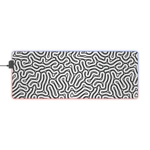 LED Gaming Mouse Pad Topographie Minimalistisch Mouse Pad für Schreibtisch Moderne Neon RGB Lichter Pad für Keyboard Mouse Mat PC Mouse Pad für Gamer