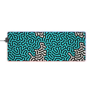 LED Gaming Mouse Pad Topographie Blau Weiß Mouse Pad für Schreibtisch Moderne Neon RGB Lichter Pad für Keyboard Mouse Mat PC Mouse Pad für Gamer