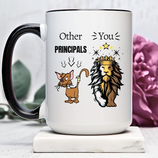 Unique Principal Mug, Funny Principal Mug: A Hilarious Comparison of Cats and Lions - Perfect for Your Favorite Educator, School Days Gift