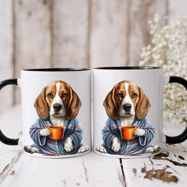 Beagle mug | 330 ml | Beagle lovers Gift | Beagle drinking coffee | Dog lovers gift | funny mug gift | Cute Beagle lovers gift