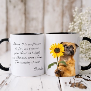 Personalized Brussels Griffon Mom Mug: Sunflower Dog Design