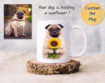 Custom Dog Mug from Photo - Personalized Pet Portrait Coffee Mug for Dog Lovers and Dog Moms