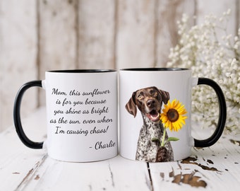 Personalized German Shorthaired Pointer Mom Mug: Sunflower Dog Gift