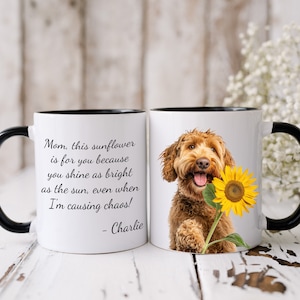 Personalized Labradoodle Mom Mug: Sunflower Dog Art, Custom Name