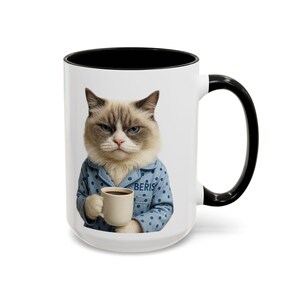 Custom Cat Mug - Your Cat in Pajamas Drinking Coffee - Funny Personalized Gift image 10