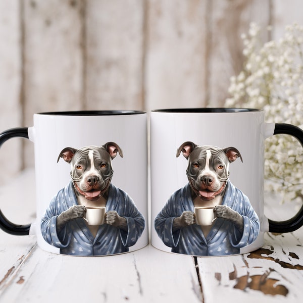 Pitbull mug | 11oz & 15oz | Pitbull lovers Gift | Pitbull drinking coffee | Dog lovers gift | funny mug gift | Cute Pitbull mug | Funny gift