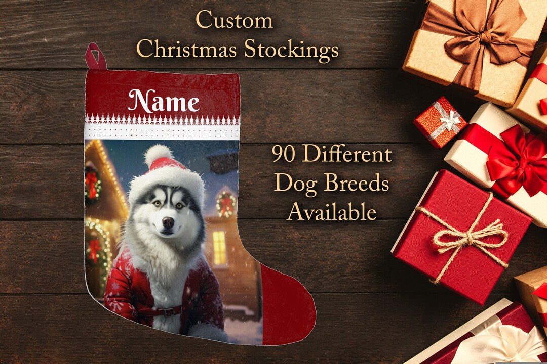Siberian Husky Christmas Stocking. Personalized Christmas Etsy