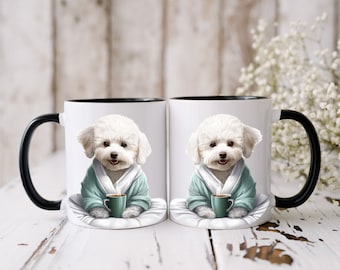 Bichon Frise mug | 11oz & 15oz | Bishon Frise lovers Gift | Bishon Frise dog drinking coffee | Dog lovers gift | funny mug | Cute Bishon mug