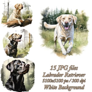 Labrador Retriever Clipart Bundle Dog Sublimation Pack, Labrador Retriever Watercolor Clipart JPG, Labrador Retriever Sublimation Design.