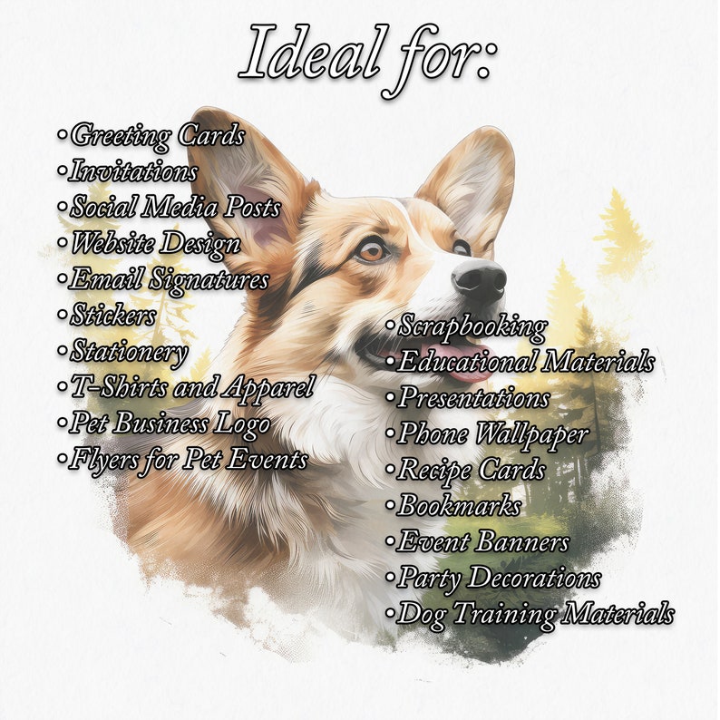Welsh Corgi Watercolor Clipart: Forest Dog Pack (JPG Files) - Etsy