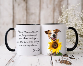 Personalized Jack Russel Terrier Mom Mug: Sunflower Dog Art
