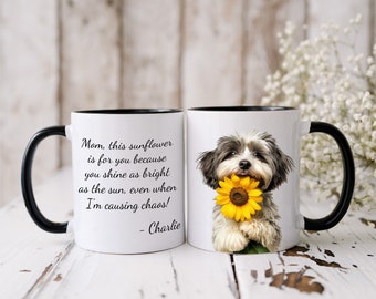 Personalized Havanese Mom Mug: Sunflower Dog Art, Custom Name
