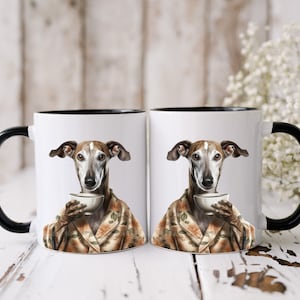 Greyhound mug | 330 ml | Greyhound lovers Gift | Greyhound drinking coffee | Dog lovers gift | Funny Greyhound mug