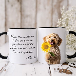 Personalized Labradoodle Mom Mug: Sunflower Dog Design (11oz & 15oz)