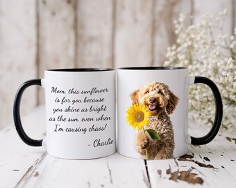 Personalized Labradoodle Mom Mug: Sunflower Dog Design (11oz & 15oz)