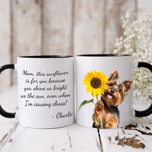 Personalized Yorkshire Terrier Mom Mug: Yorkie Sunflower Gift (11oz & 15oz)