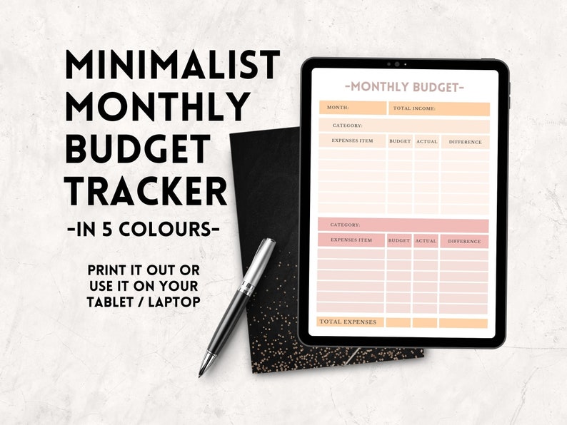 Digital/ Printable Monthly Budget Planner | Monthly Budget Expense ...