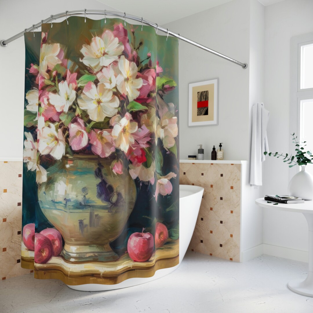 Polyester Shower Curtain Apple Blossom Beauty, Michigan State Flower